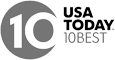 The image features a logo with the number "10" inside a circle and the text "USA TODAY 10BEST" to the right of it.